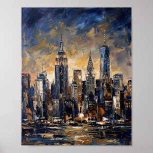 Poster Cartaz de Nova York Luxo Pintura Abstrata a Óleo