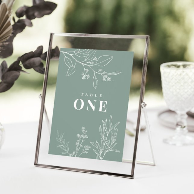 Poster Cartaz de Números de Mesa Floral Boho Verde Sálvia (Criador carregado)