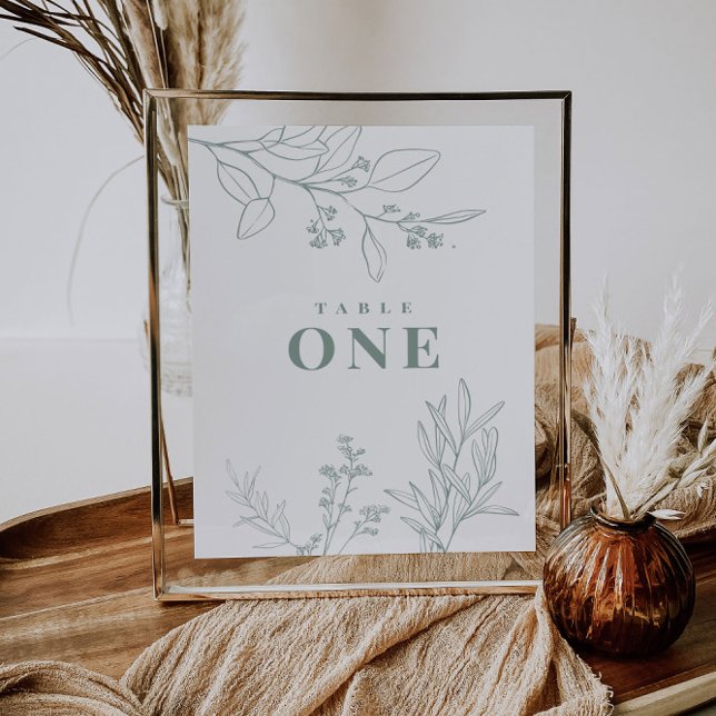 Poster Cartaz de Números de Mesa Verde Floral Salvia (Criador carregado)