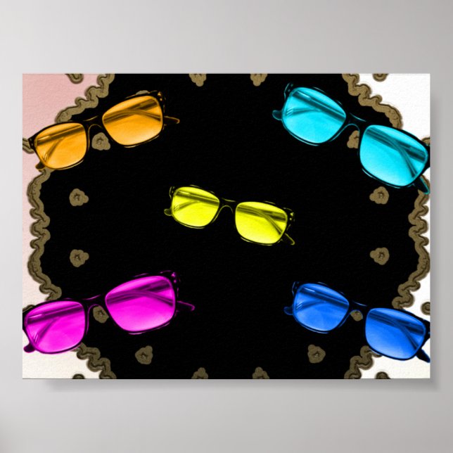 Poster Cartaz de Óculos Coloridos (Frente)