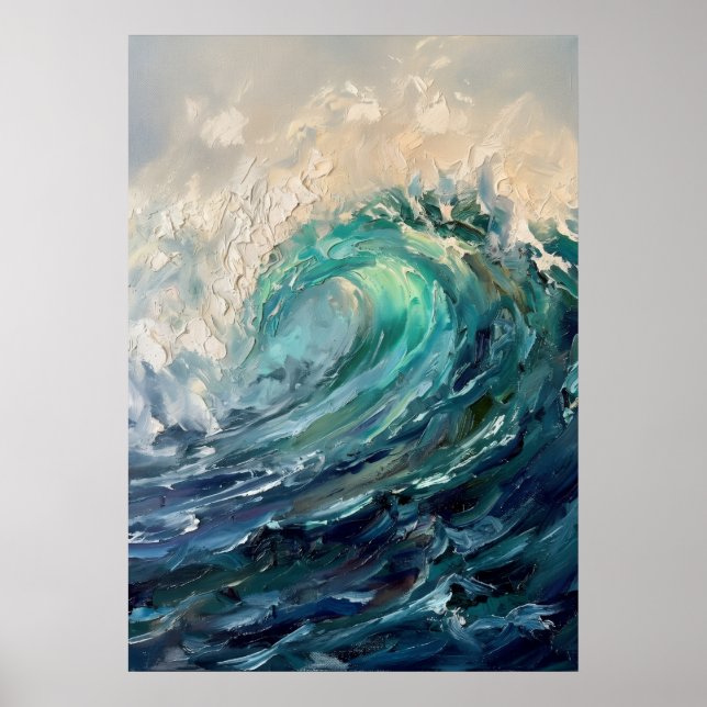 Poster Cartaz de Onda do Oceano Turquesa (Frente)