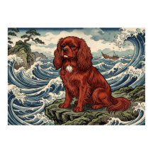 Cartaz de Onda Japonesa do Cavalier King Charles S