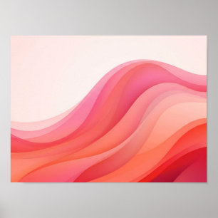 Poster Cartaz de Ondas de Gradiente Camadas Rosa Coral