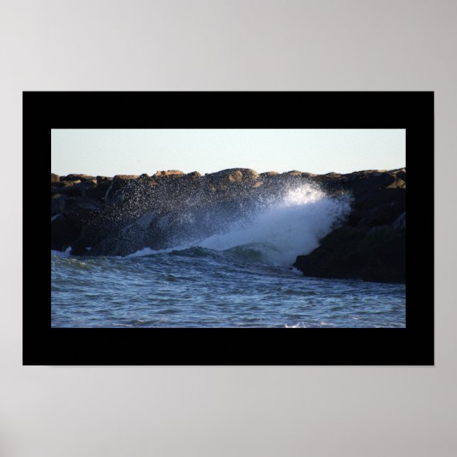 Poster Cartaz de Ondas de Manahawkin Atingindo o Molhe (Frente)