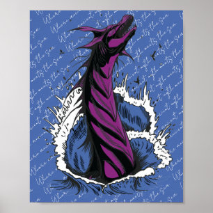 Poster Cartaz de Ondas do Oceano da Serpente do Monstro M