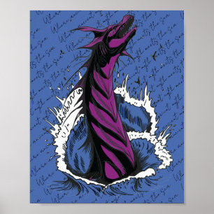 Poster Cartaz de Ondas do Oceano da Serpente Monstro Mari