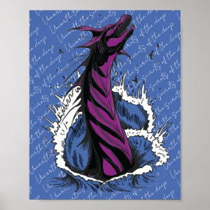 Poster Cartaz de Ondas do Oceano Serpente Monstro Marinho