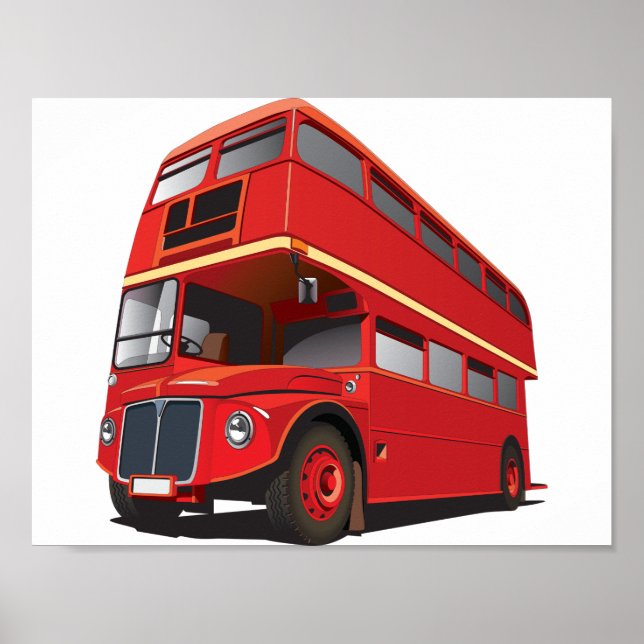 Pôster Cartaz de Ônibus Vermelho de Dois Andares (Frente)