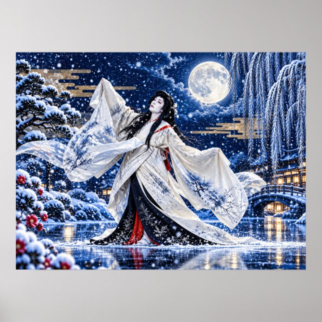 Poster Cartaz de Onnagata Japonês Lua da Neve (Frente)