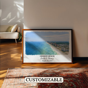 Poster Cartaz de Orange Beach Alabama, Aquarela, Personal