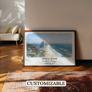 Poster Cartaz de Orange Beach Alabama, Aquarela, Personal