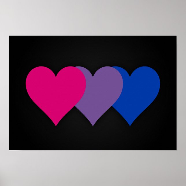 Poster Cartaz de orgulho bissexual com corações (Frente)