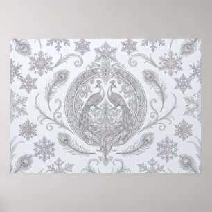 Poster Cartaz de Ornamento de Floco de Neve Pavão Pratead