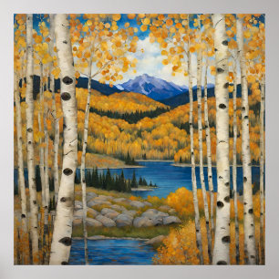 Poster Cartaz de Outono da Montanha de Álamo do Colorado
