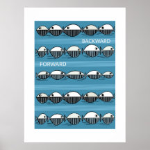 Cartaz de Padrão de Peixe Mínimo - Para Frente e P