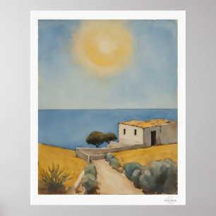 Poster Cartaz de Paisagem de Casa Costeira Ensolarada