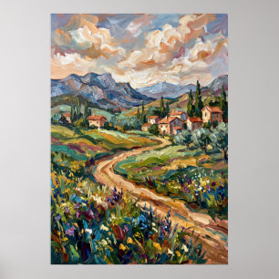Poster Cartaz de Paisagem de Flores Silvestres da Aldeia