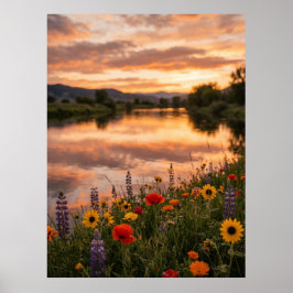 Poster Cartaz de Paisagem do Rio ao Pôr do Sol