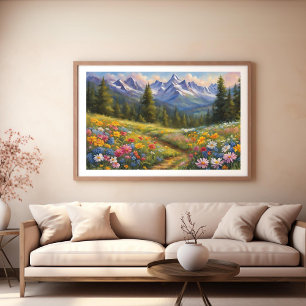 Poster Cartaz de Paisagem Perdido em um Campo de Flores