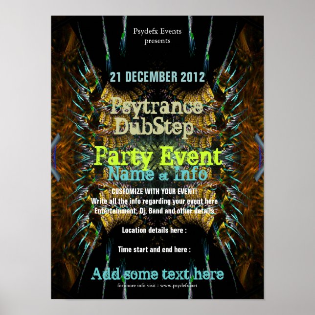 Pôster Cartaz de Panfleto da Festa Fractal Blast (Frente)