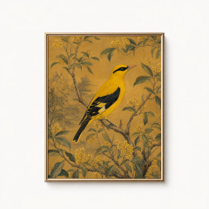 Poster Cartaz de Parede com Chinoiserie de Oriole Dourado