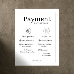 Poster Cartaz de Parede com Instruções de Pagamento Minim