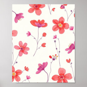 Poster Cartaz de Parede de Arte de Linha Floral Abstrata