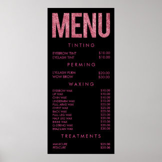 Pôster Cartaz de Parede do Menu do Salão de Brilho Leopar