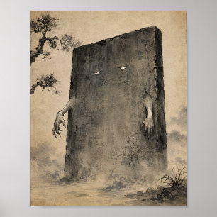 Poster Cartaz de Parede do Yokai Nurikabe Silencioso