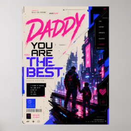 Poster Cartaz de Parede Pai Gamer Neon Cyberpunk