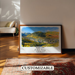 Poster Cartaz de Park City Utah, Aquarela, Personalizado
