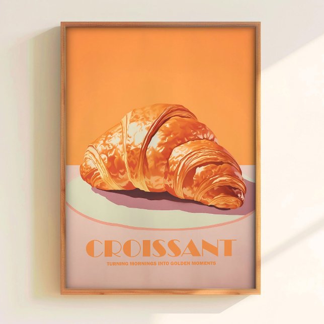 Poster Cartaz de pastelaria com croissant rosa arte minim (Criador carregado)