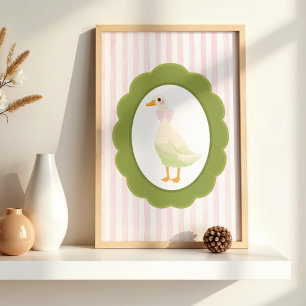 Poster Cartaz de Pato Amarelo Fofo Cottagecore com Listra