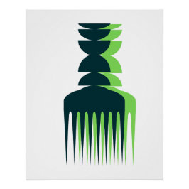 Pôster Cartaz de Pente Afro Sombra Verde