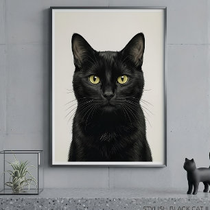 Poster Cartaz de Perfil de Gato Preto
