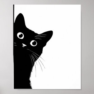 Poster Cartaz de Perfil de Gato Preto para Amantes de Gat