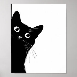 Poster Cartaz de Perfil de Gato Preto para Amantes de Gat