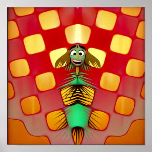 Poster Cartaz de Personagem de Peixe de Desenho Animado V