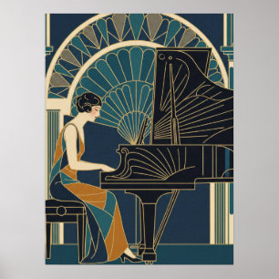 Poster Cartaz de Piano Art Déco