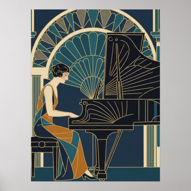 Poster Cartaz de Piano Art Déco (Frente)
