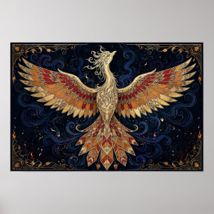 Poster Cartaz de pintura a óleo de fantasia Fênix Ascende