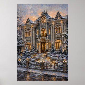Poster Cartaz de Pintura a Óleo de Mansão Vitoriana Grand