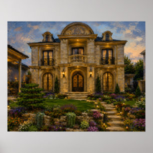 Poster Cartaz de Pintura a Óleo de Mansão Vitoriana Grand