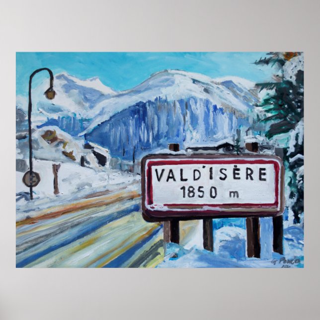 Poster Cartaz de pintura de Val d’Isère – Alpes franceses (Frente)