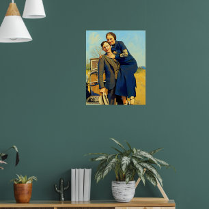 Poster Cartaz de pintura falsa Bonnie Parker Clyde Barrow