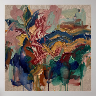 Poster Cartaz de Pintura Floral Abstrata Colorida