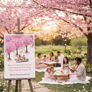 Pôster Cartaz de Piquenique de Cerejeira em Flor Editável