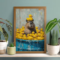 Cartaz de Piscina de Pato de Borracha de Capivara