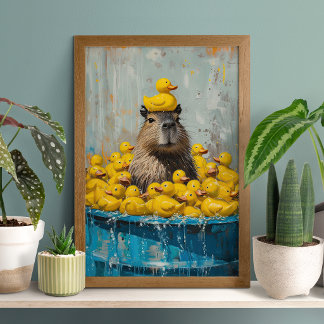 Poster Cartaz de Piscina de Pato de Borracha de Capivara