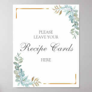Poster Cartaz de placas de receitas de aquarela
